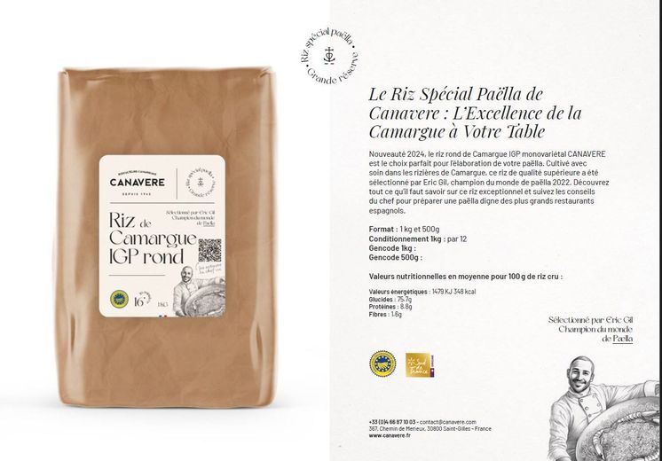 A special paella round rice PGI Camargue launched by the Canavere rice growers of Saint-Gilles and a world champion