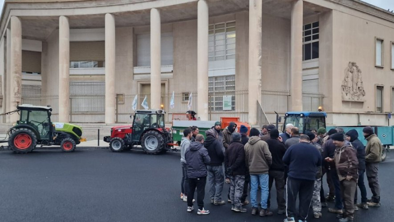 Une poignée de viticulteurs manifestent devant la sous-préfecture de Béziers