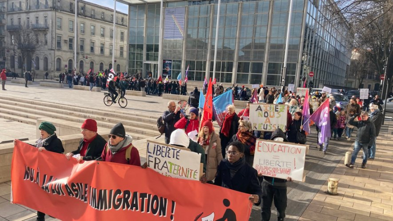 More than 300 people marched in Nîmes to oppose the immigration law, “a shame for France”