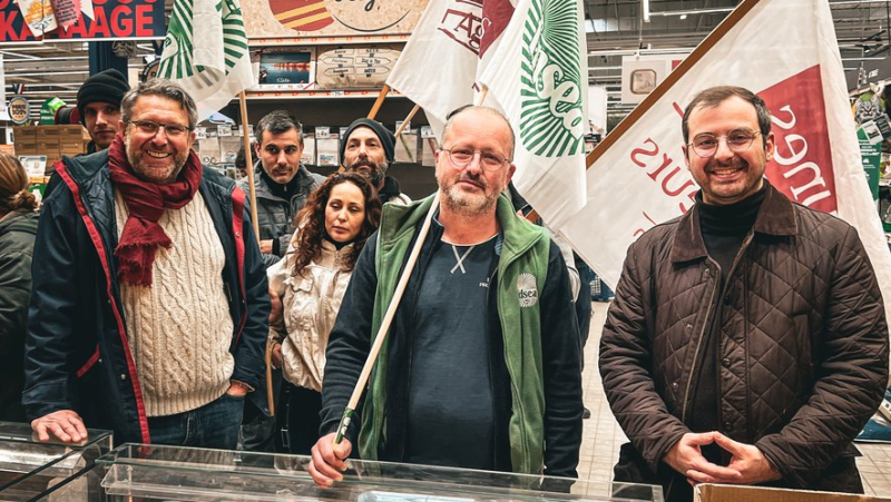 Farmers led a new action at the Carrefour Market in Pézenas to denounce the “deceptions” of manufacturers