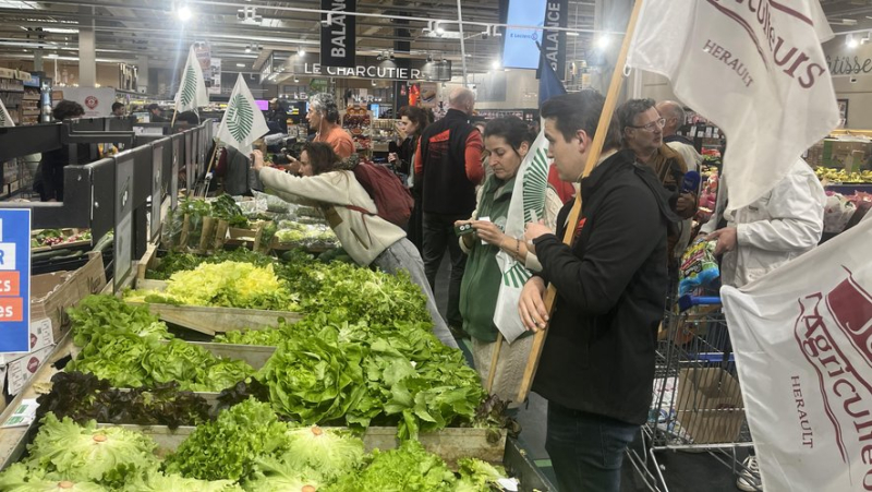 Farmers and winegrowers from Biterrois organize an awareness-raising operation at the Leclerc Montimaran shopping center in Béziers