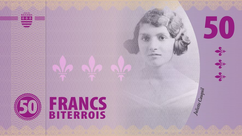 Un nouveau billet de 50  Francs Biterrois à l'effigie de la résistante Juliette cauquil