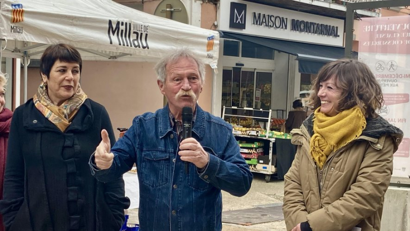 "Sortir du tout bagnole" : José Bové en marge de l'inauguration d'une rue piétonnisée de Millau