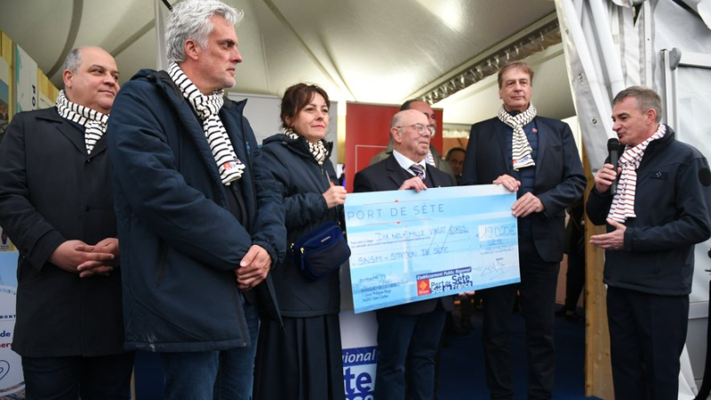 Carole Delga presented the support check for Sète boaters to the SNSM station