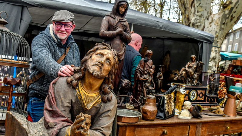 In flea markets, religious antiques are featured as Easter approaches