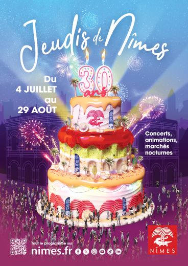 A hearty and festive menu to celebrate, from July 4 to August 29, the 30th anniversary of Jeudis de Nîmes