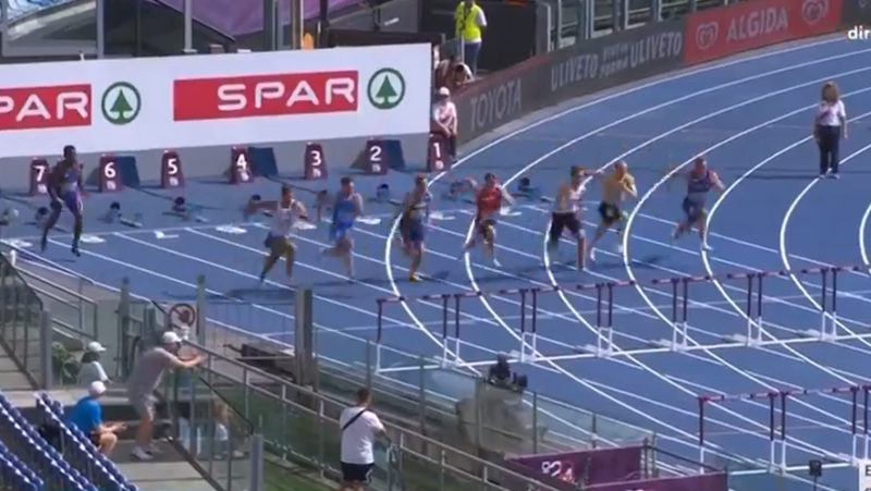 VIDEO. 2024 European Championships: after a technical bug, Makenson Gletty runs his 110m hurdles alone and sets the best time