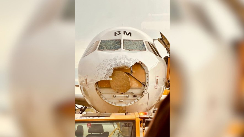 Huge fright in mid-flight: a hailstorm tears off the nose of an Airbus A320 flying from Palma de Mallorca to Vienna
