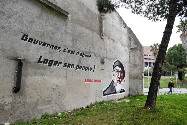 La fresque de l’Abbé-Pierre située à côté du Corum, à Montpellier, a été effacée