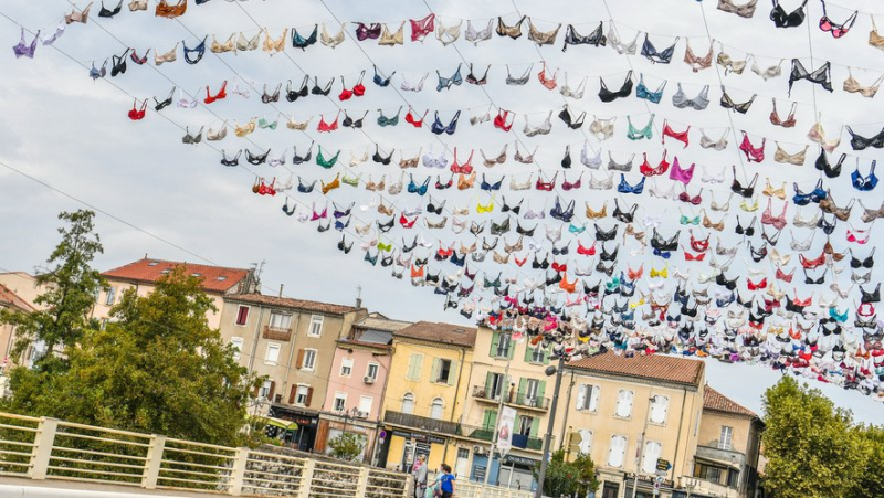 Octobre Rose : le pont Neuf d'Alès se pare, à nouveau, d'une grande vague de soutiens-gorge