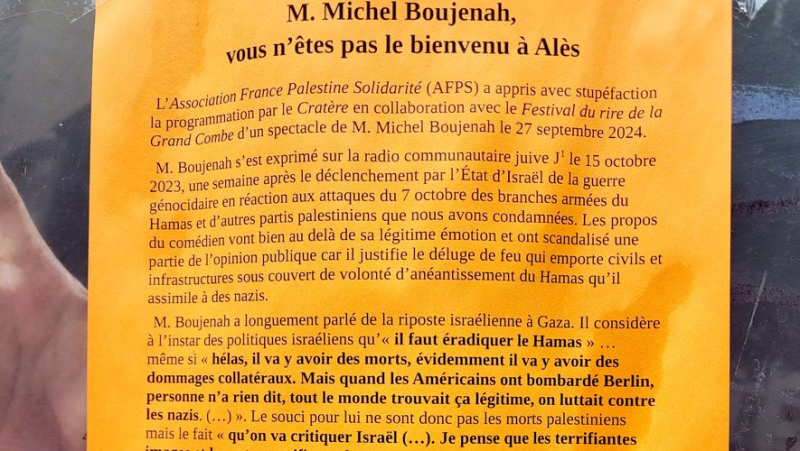 "Mr. Michel Boujenah, you are not welcome in Alès": a storm of protest against the comedian&#39;s visit to the Cratère