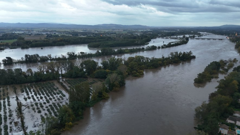 Découvrez les images aériennes de la crue du Rhône et de l'Ardèche à Pont-Saint-Esprit